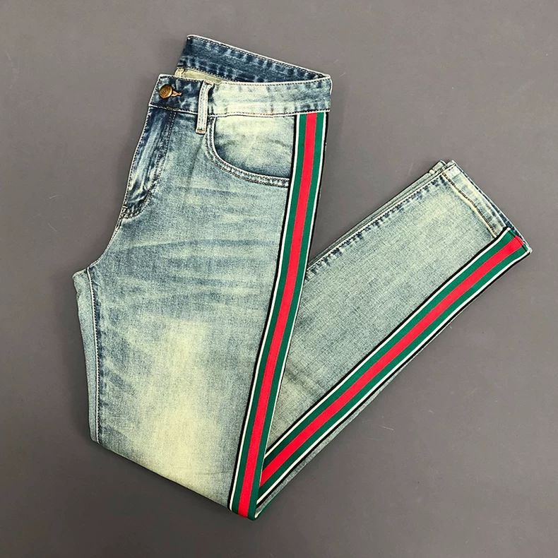 Men's Fashion Striped Knit Jeans Spring 2025