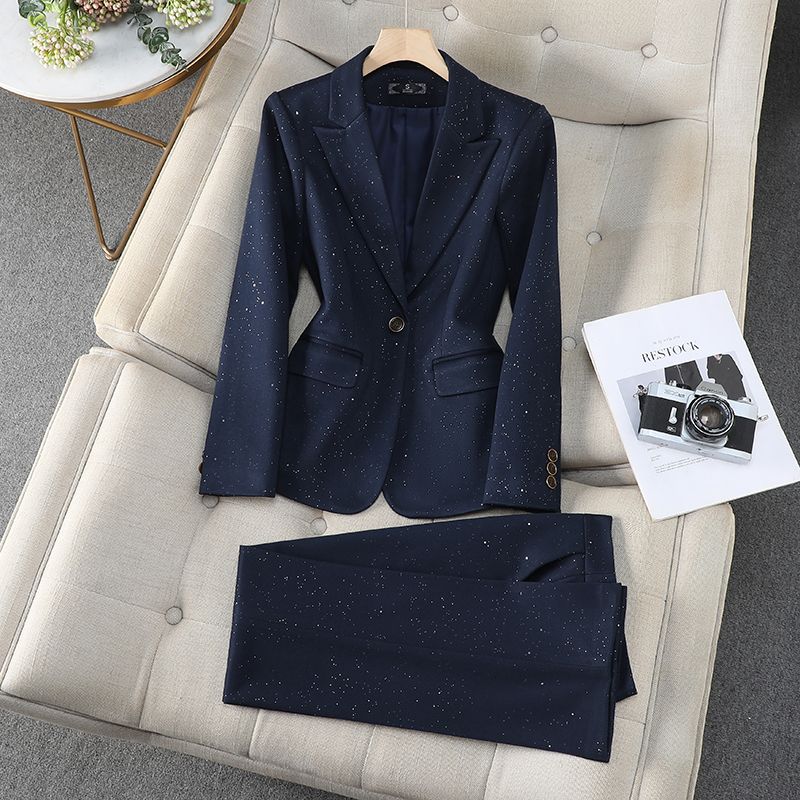 Free return shipping if not satisfied. High-end Striped Professional Suit