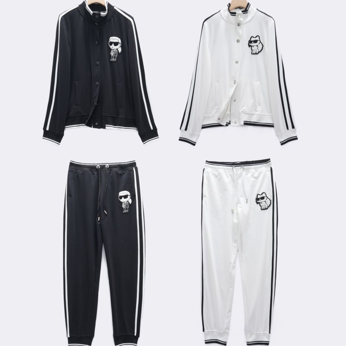 Women's sports suit with cartoon cat patch