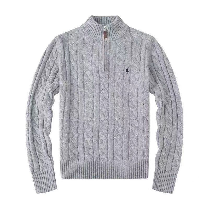 Korean style collared knit sweater for men, autumn and winter