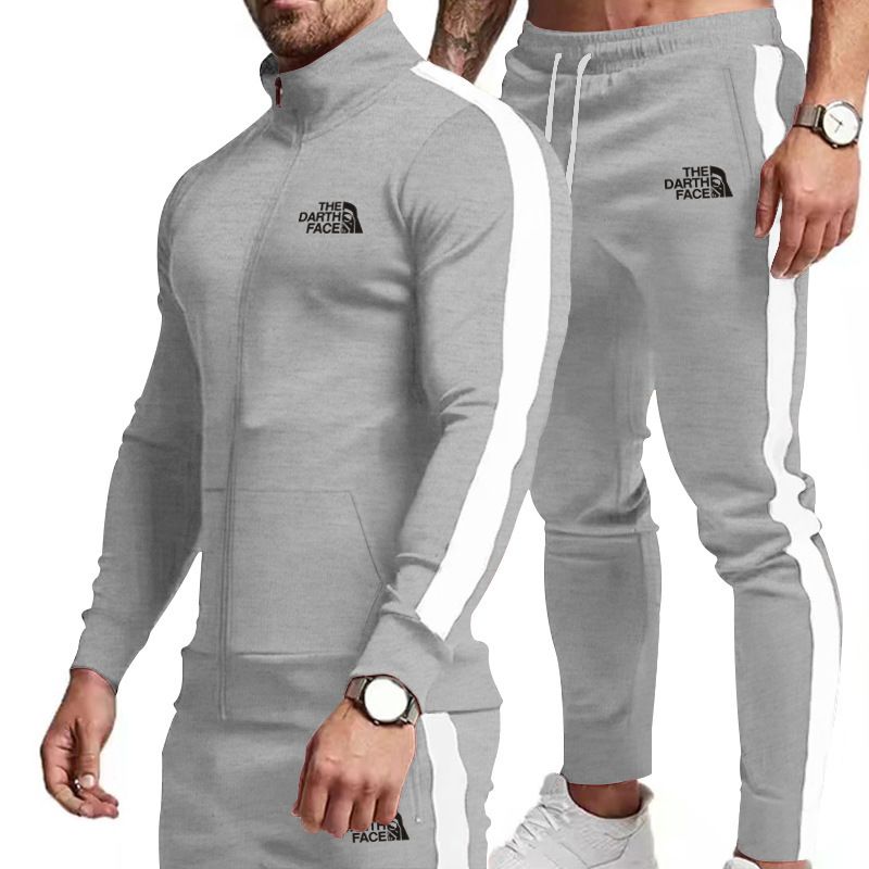 SUIT European and American Fall/Winter New Casual Sports Suit Color-Block Design for Young Men with Unique Hood