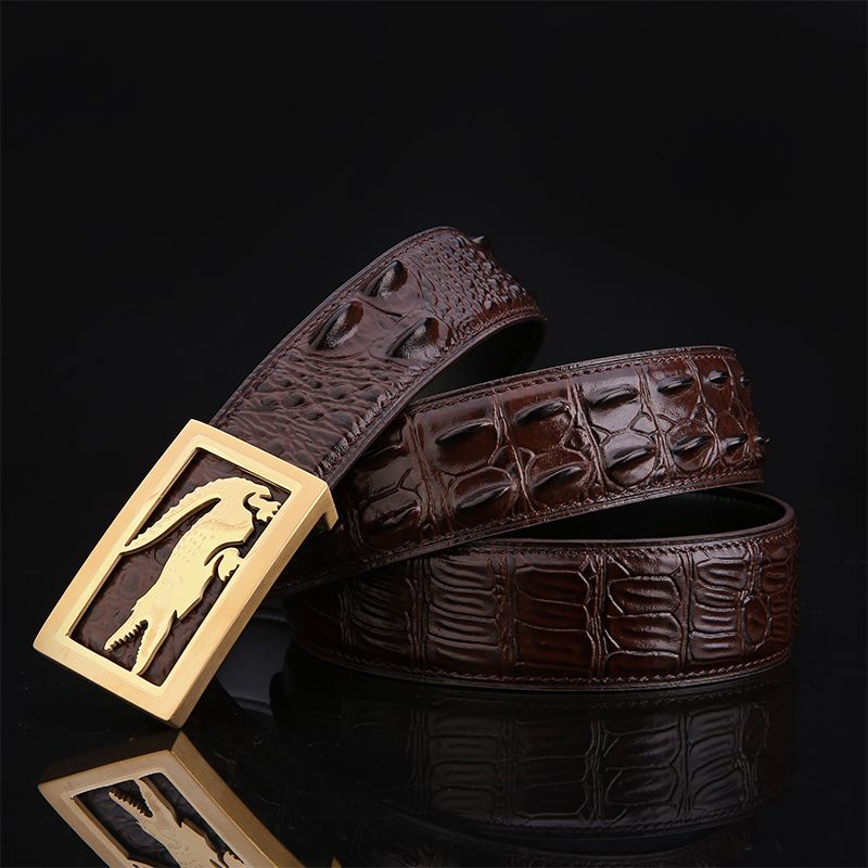 "Collected by 5903 People: Thai Crocodile Leather Men's Belt, Genuine Leather with Smooth Buckle for Business and Casual Wear"