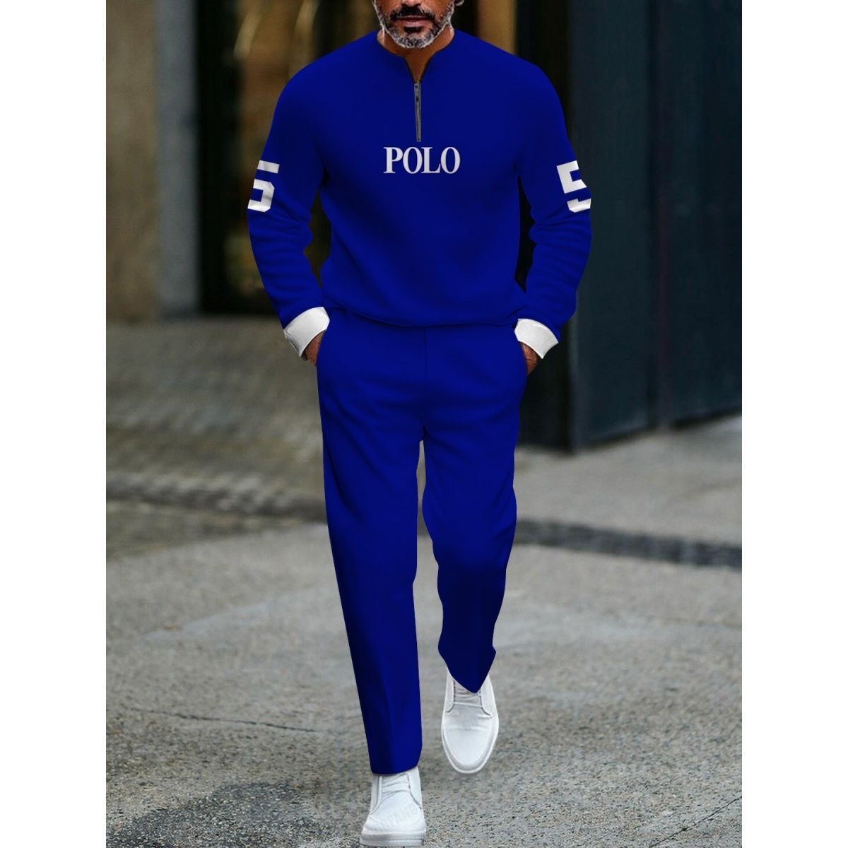 Open Front Suit Amazon Long Sleeve Set European and American Fashion Zipper Pants Men's New Style