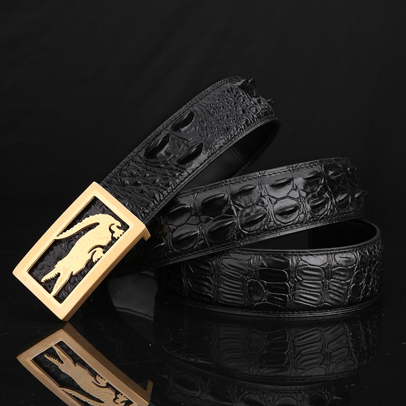 "Collected by 5903 People: Thai Crocodile Leather Men's Belt, Genuine Leather with Smooth Buckle for Business and Casual Wear"