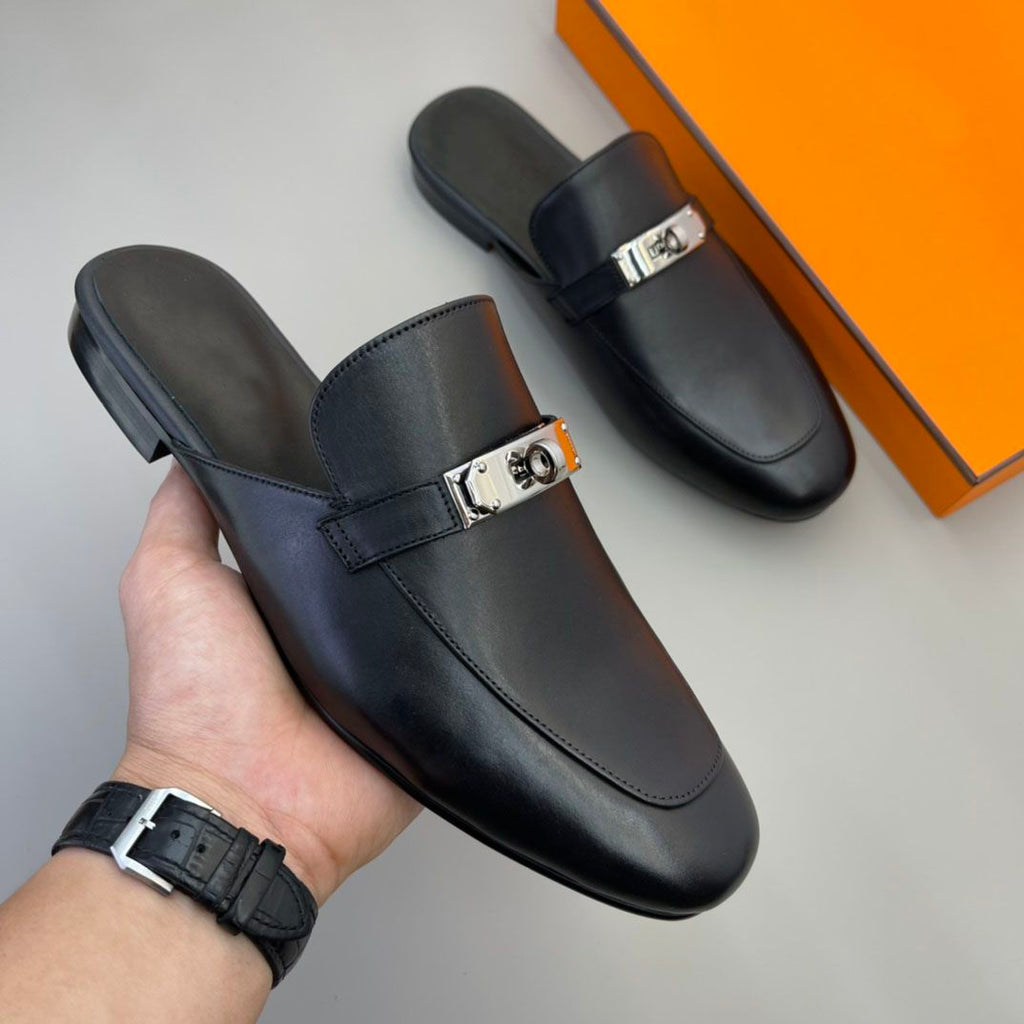 European-style men's mule loafers with closed toes