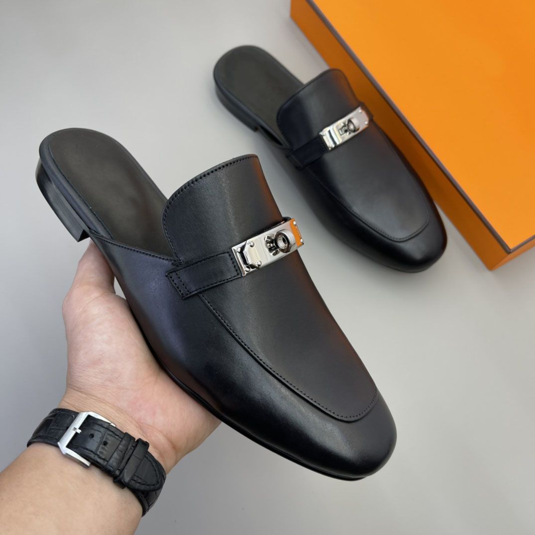 European-style men's mule loafers with closed toes