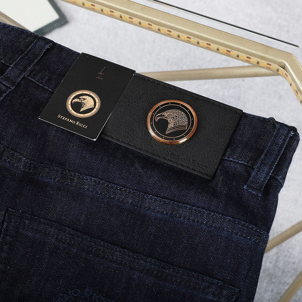 Untitled MarLuxury trendy thick men's black jeans, new autumn and winter style with golden eagle head.23_07:02