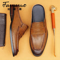 Genuine Leather Men's Backless Loafers Material