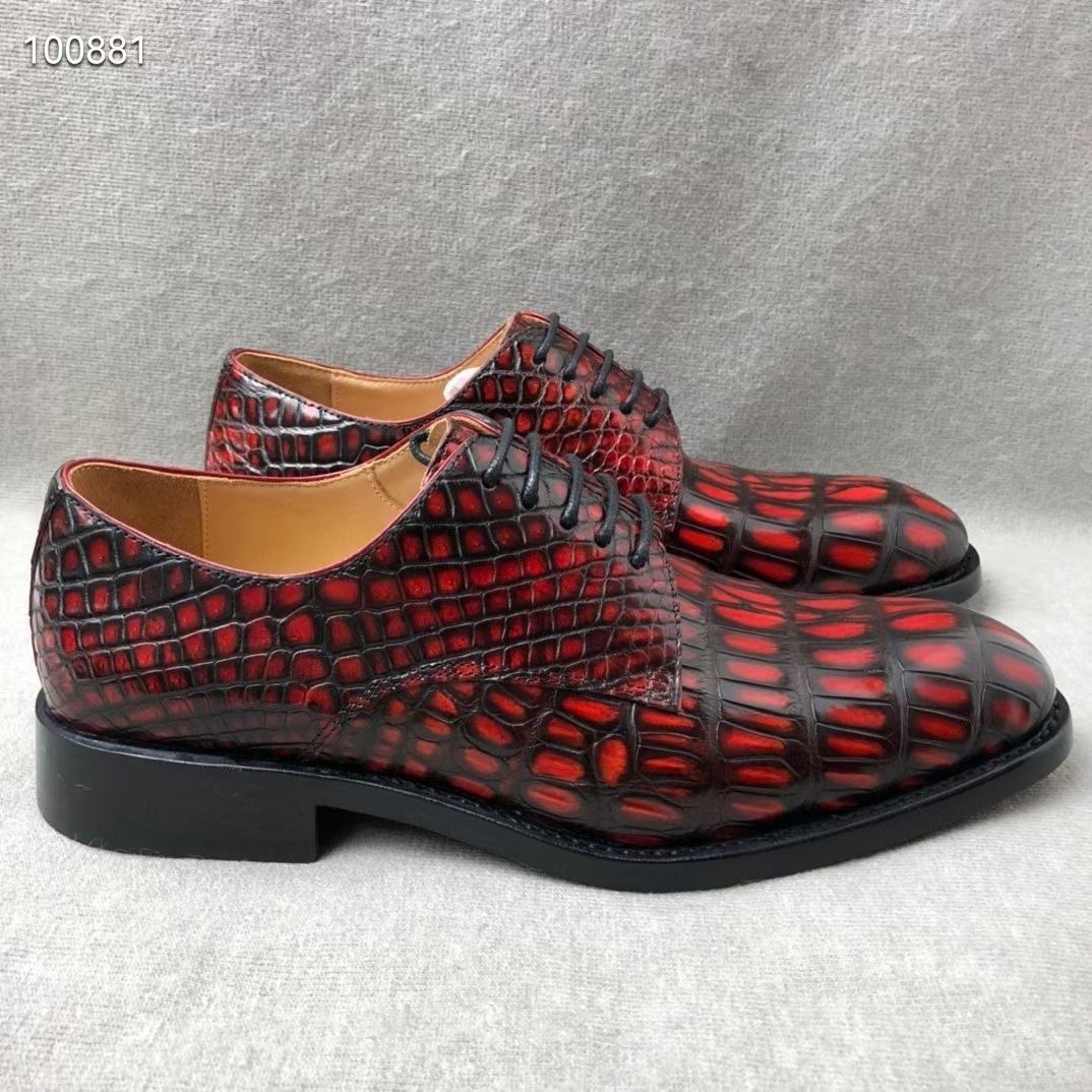 High-end Handmade Goodyear Crocodile Leather Men's Business Dress Shoes Rare and Noble Polish