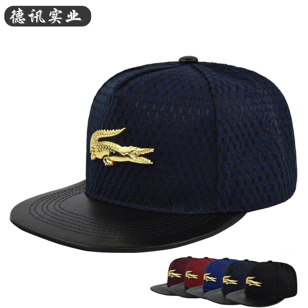 Hip-hop Cap with Flat Brim and Metal Logo, Personalized Leather Brim Baseball Cap, Trucker Hat, Street Style