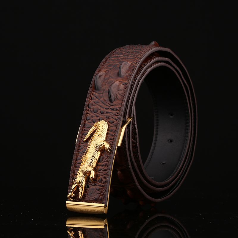 "Collected by 5903 People: Thai Crocodile Leather Men's Belt, Genuine Leather with Smooth Buckle for Business and Casual Wear"