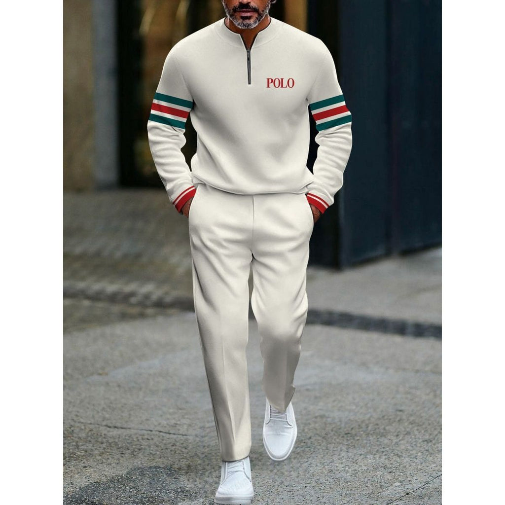 Open Front Suit Amazon Long Sleeve Set European and American Fashion Zipper Pants Men's New Style