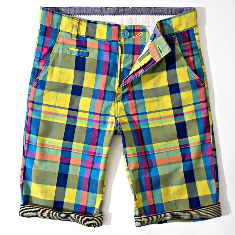 Heaven will deliver yours,| Vintage British Style Cotton Plaid Men's Bermuda Shorts