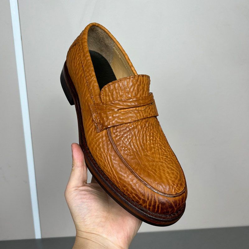 Genuine leather European style casual shoes, silver one foot