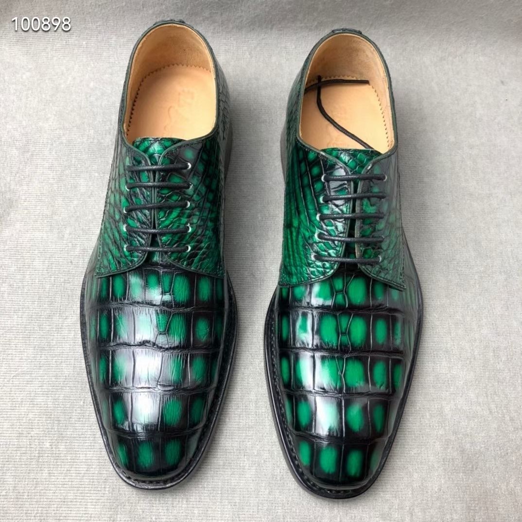 High-end Handmade Goodyear Crocodile Leather Men's Business Dress Shoes Rare and Noble Polish