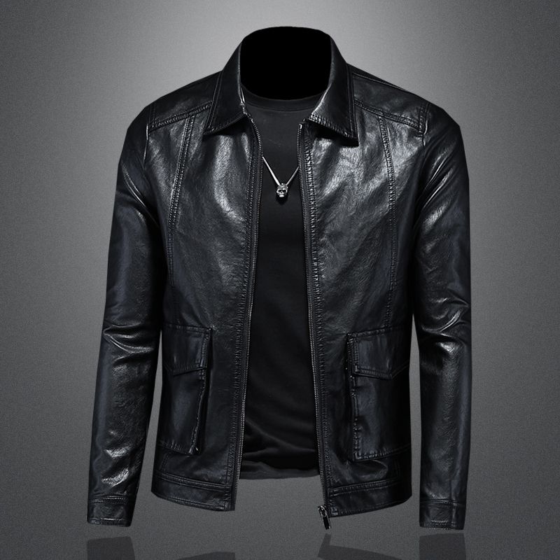 Fleece-lined thermal leather men's autumn and winter