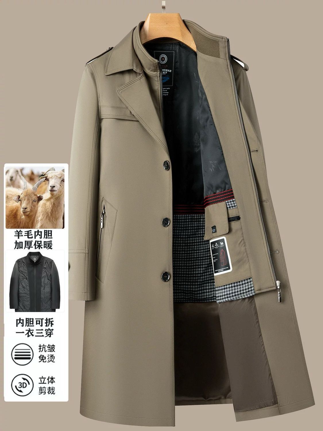 Woodpecker Trench Coat Men's Mid-Length