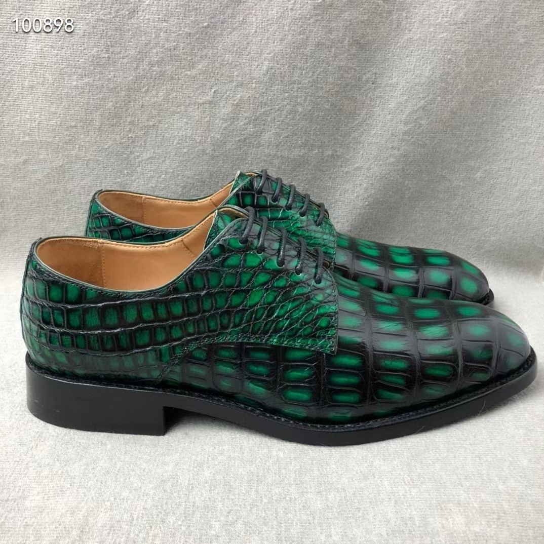 High-end Handmade Goodyear Crocodile Leather Men's Business Dress Shoes Rare and Noble Polish