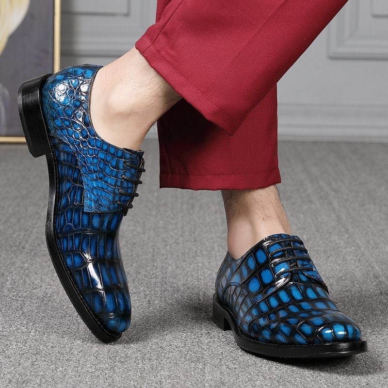 High-end Handmade Goodyear Crocodile Leather Men's Business Dress Shoes Rare and Noble Polish