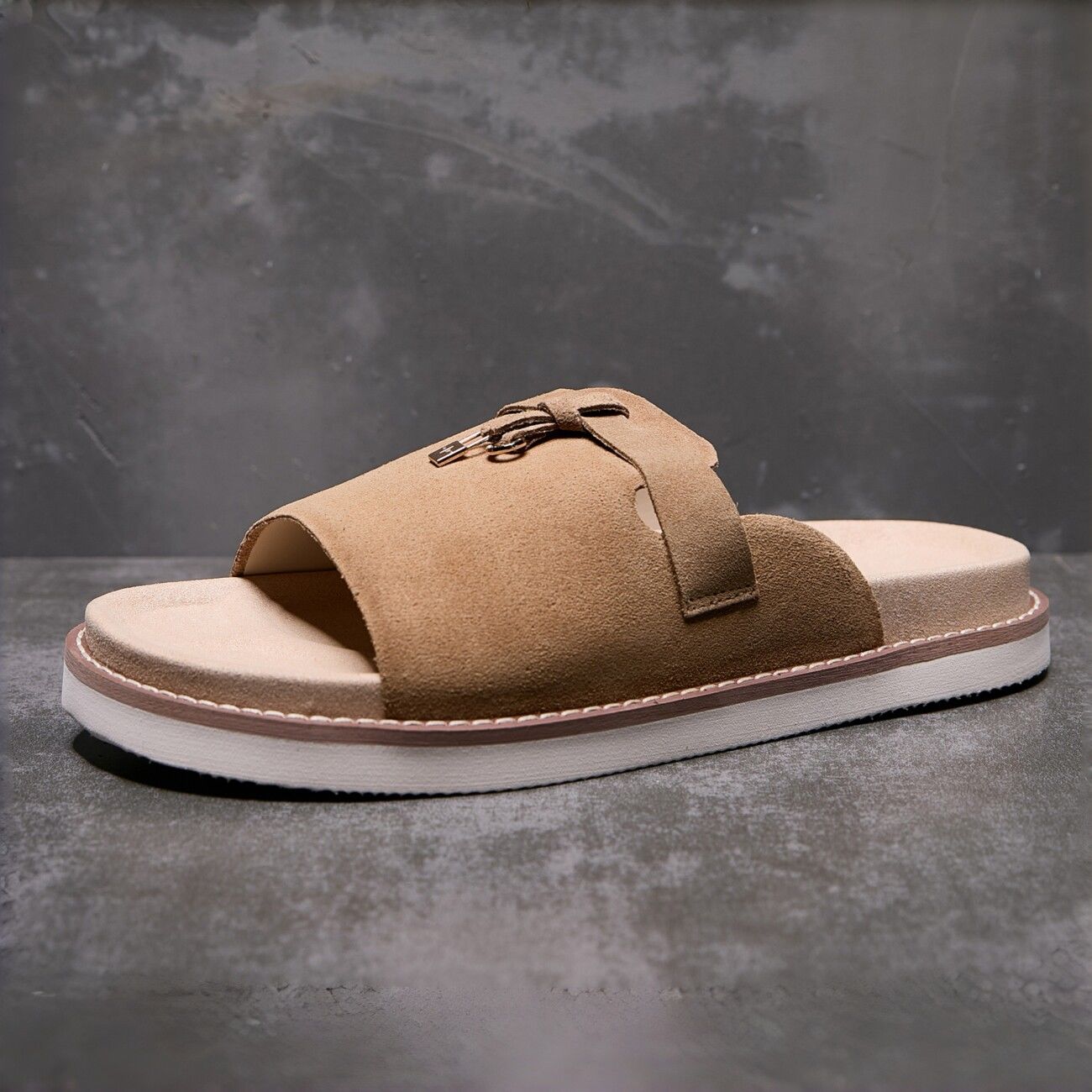 Men's Suede Slide Sandals with Thick Soles