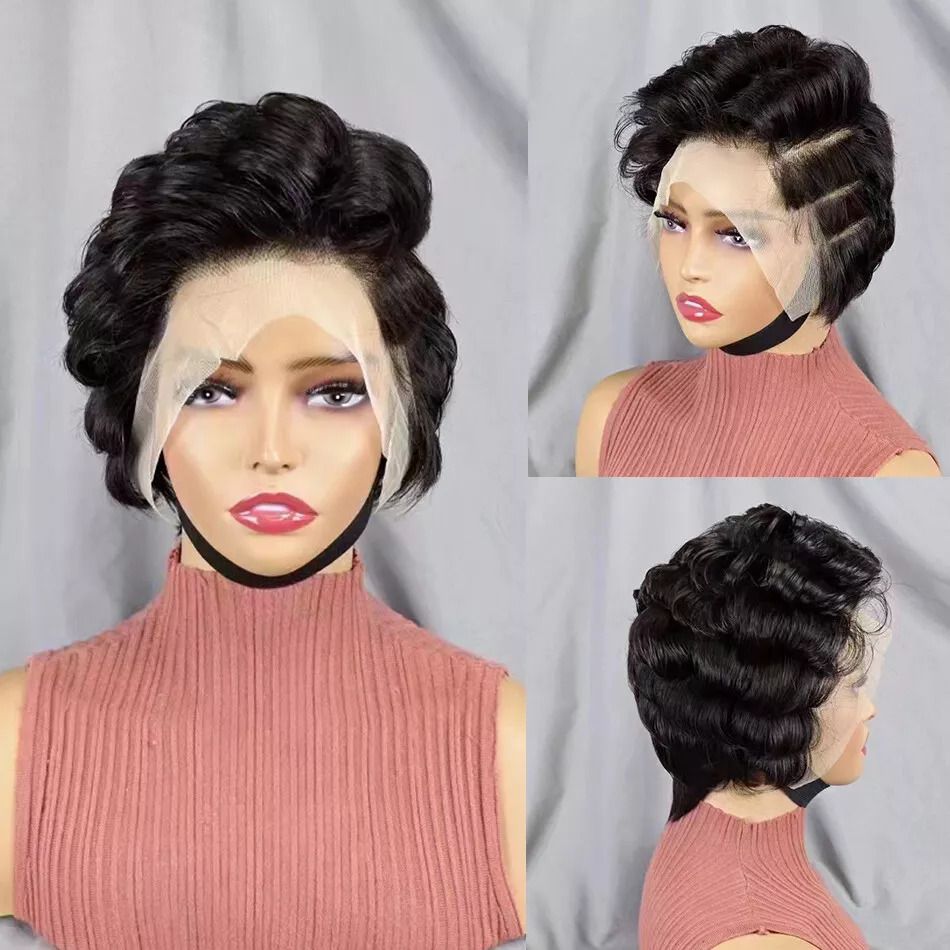 13X4 Short Curly Brazilian Human Hair Wigs