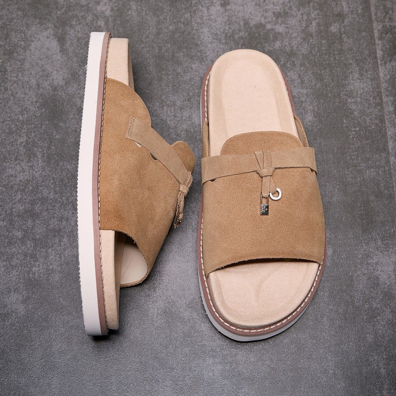Men's Suede Slide Sandals with Thick Soles