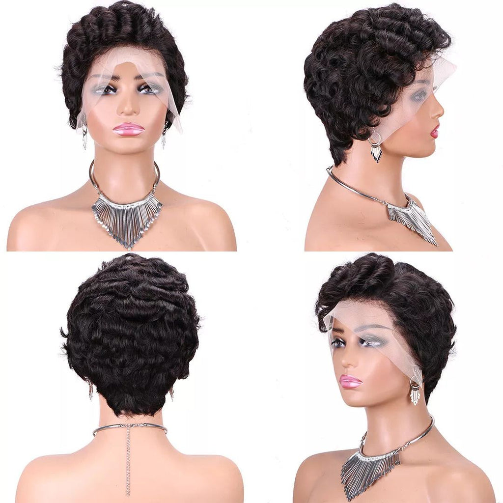 13X4 Short Curly Brazilian Human Hair Wigs