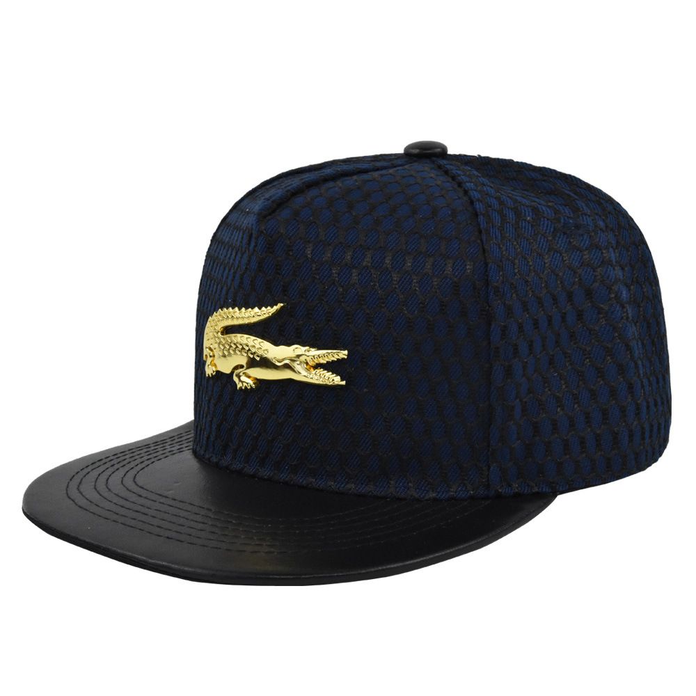 Hip-hop Cap with Flat Brim and Metal Logo, Personalized Leather Brim Baseball Cap, Trucker Hat, Street Style