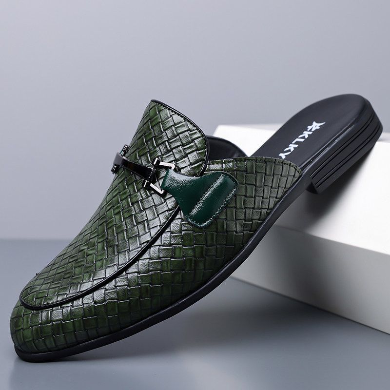 Men's slip-on leather slippers