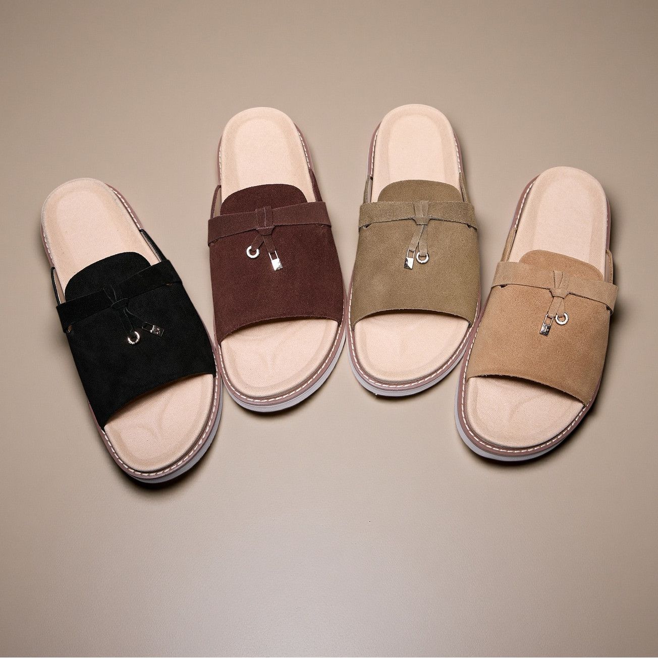 Men's Suede Slide Sandals with Thick Soles