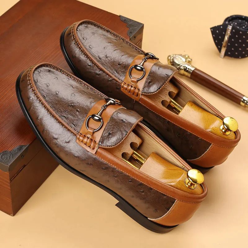 Genuine leather European style casual shoes, silver one foot