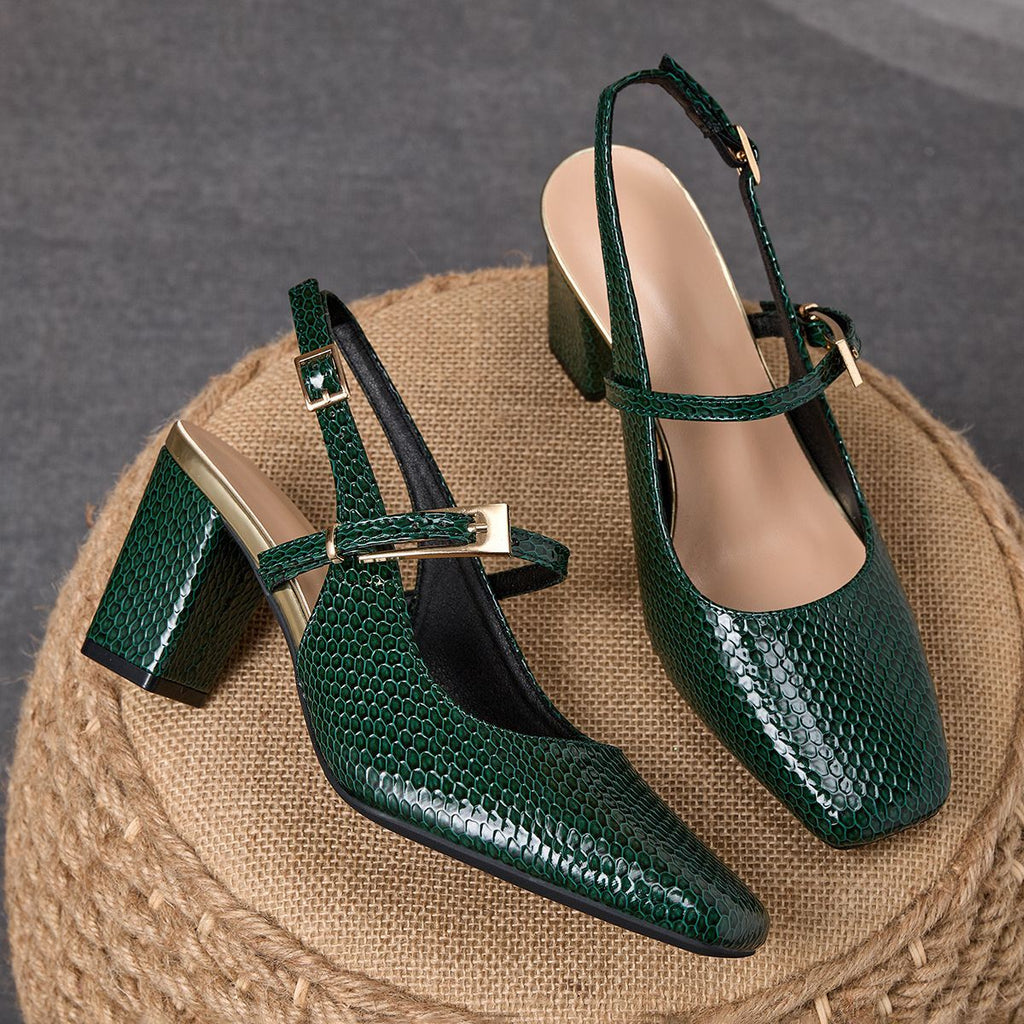 Try before you buy! Supports starting from 0 yuan. 2026 New Silver Chunky Heel Slingbacks