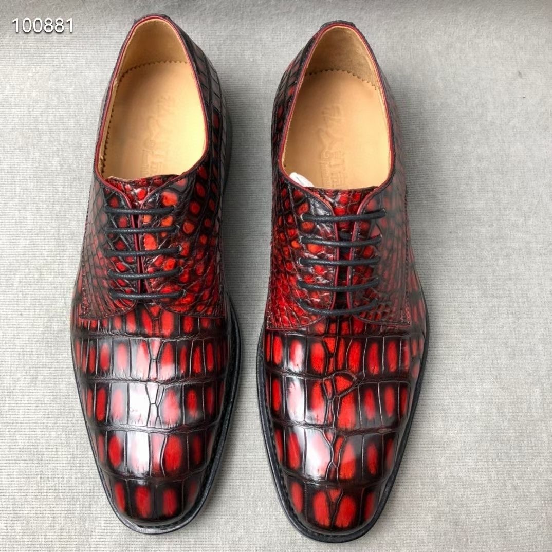 High-end Handmade Goodyear Crocodile Leather Men's Business Dress Shoes Rare and Noble Polish