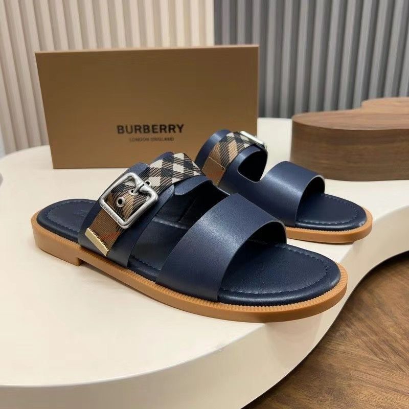 European Station Summer New Plaid Genuine Leather Men's