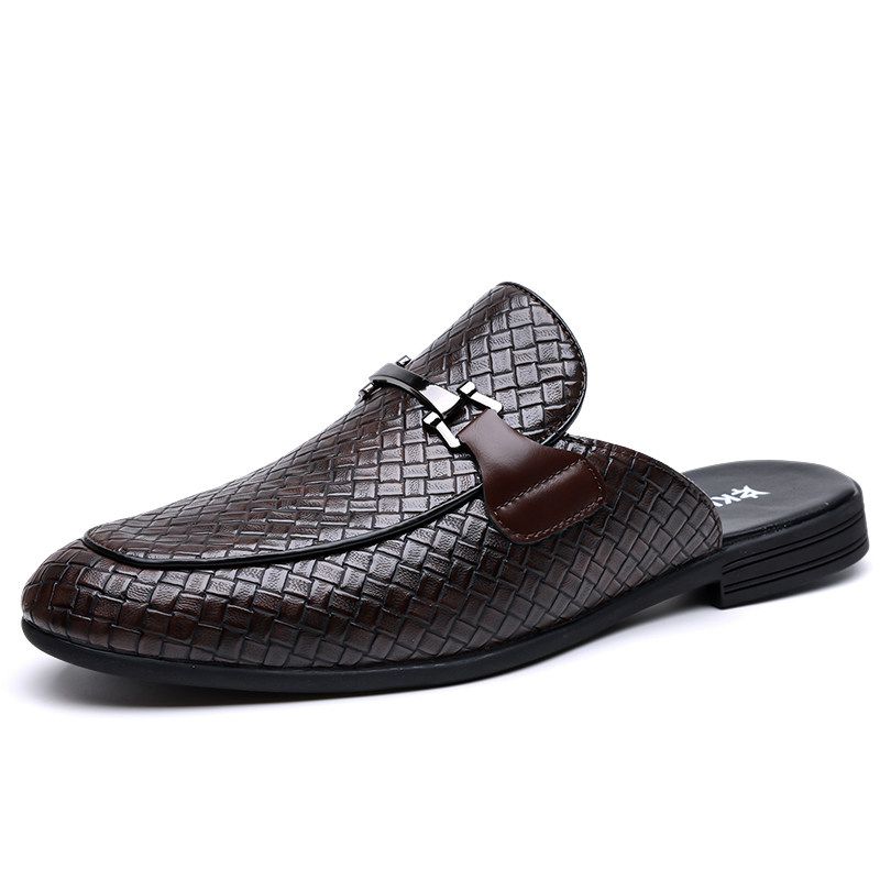 Men's slip-on leather slippers