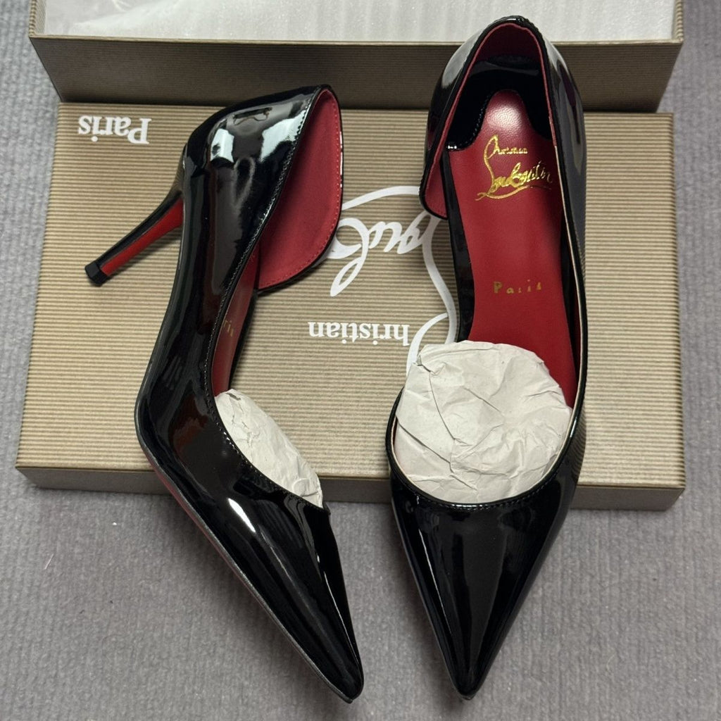 L-series MCL red interior with diamond-cut bottom and red toe cap heel