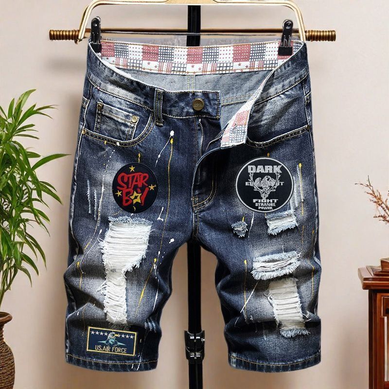 Freight for goods package  Men's Summer Thin Blue Denim Shorts Repair