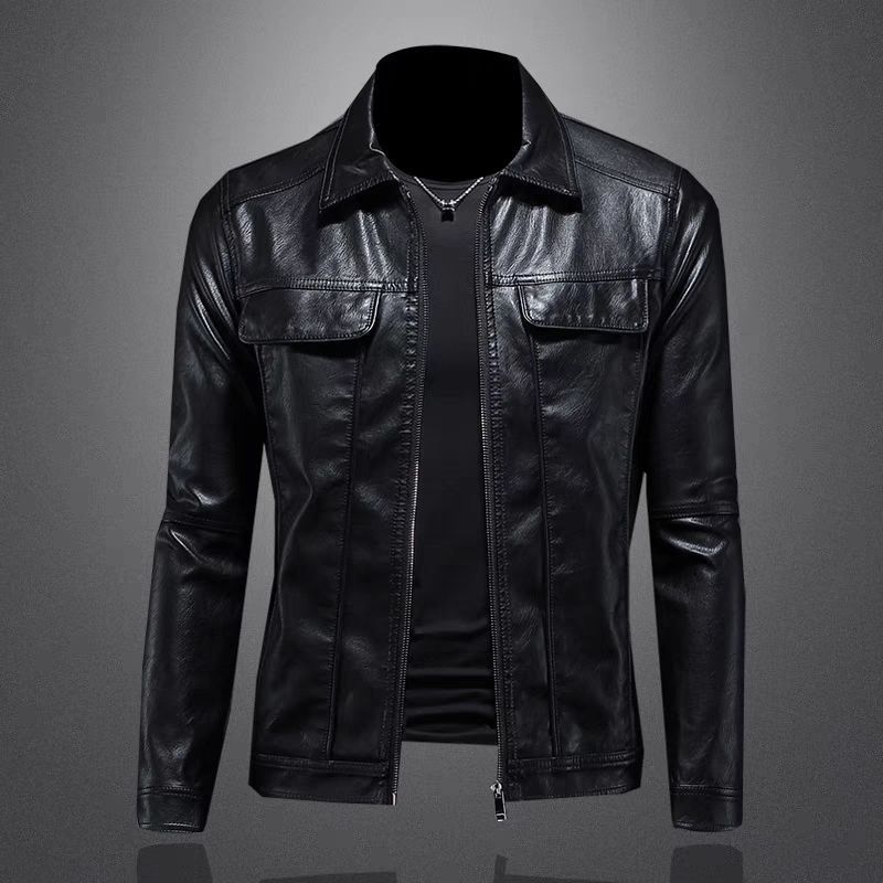 Fleece-lined thermal leather men's autumn and winter