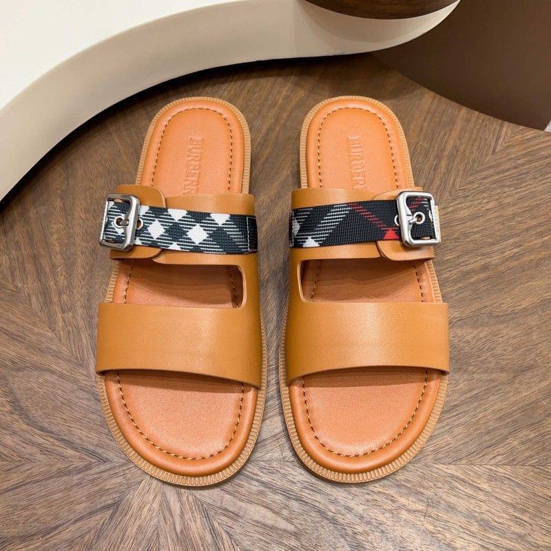European Station Summer New Plaid Genuine Leather Men's