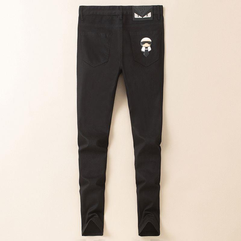 Luxury brand thick men's black jeans, new autumn/winter style, eagle head gold.