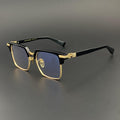 Retro Large-Face Half-Frame Metal Glasses for Men and Women, Anti-Blue Light Radiation