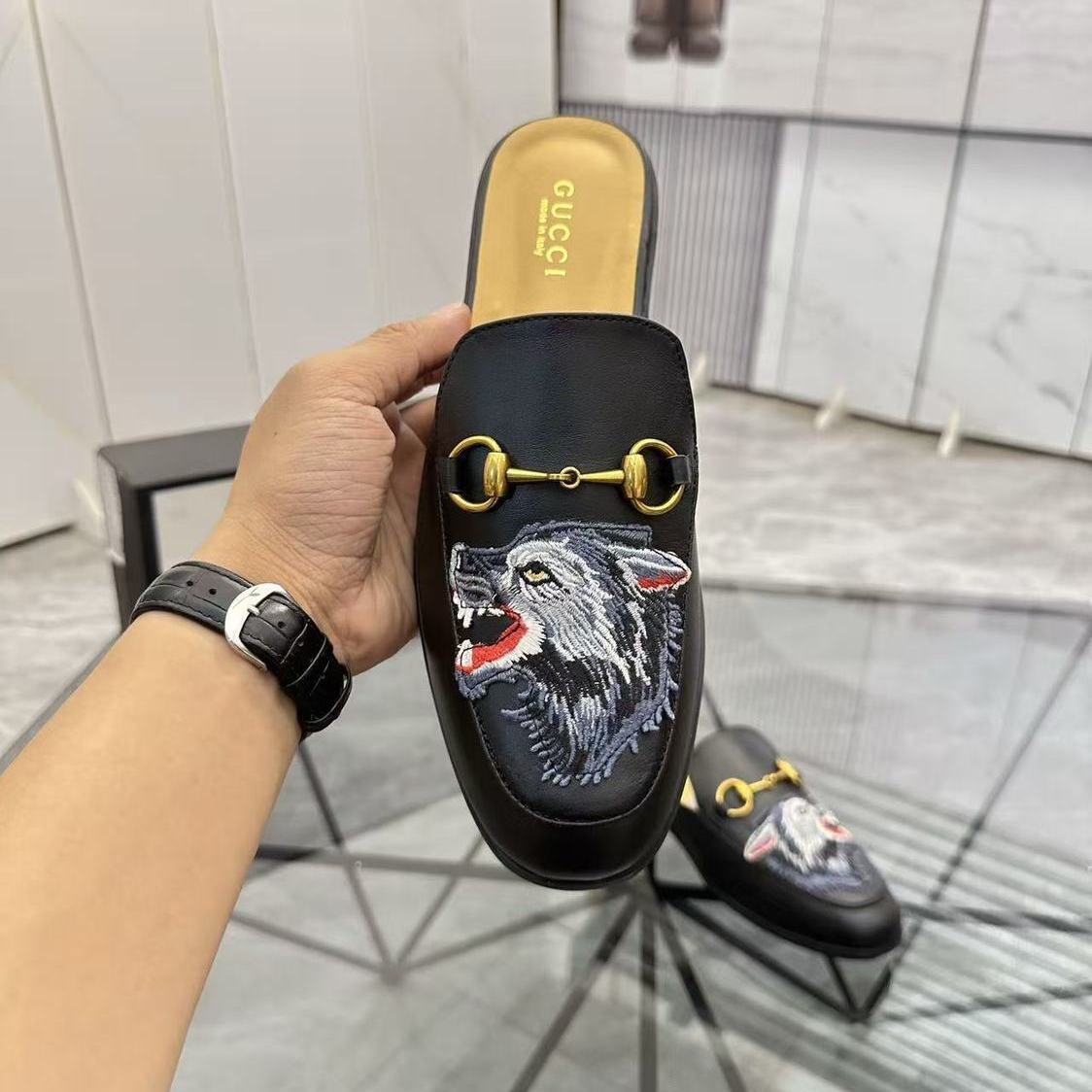 European-style men's mule loafers with closed toes