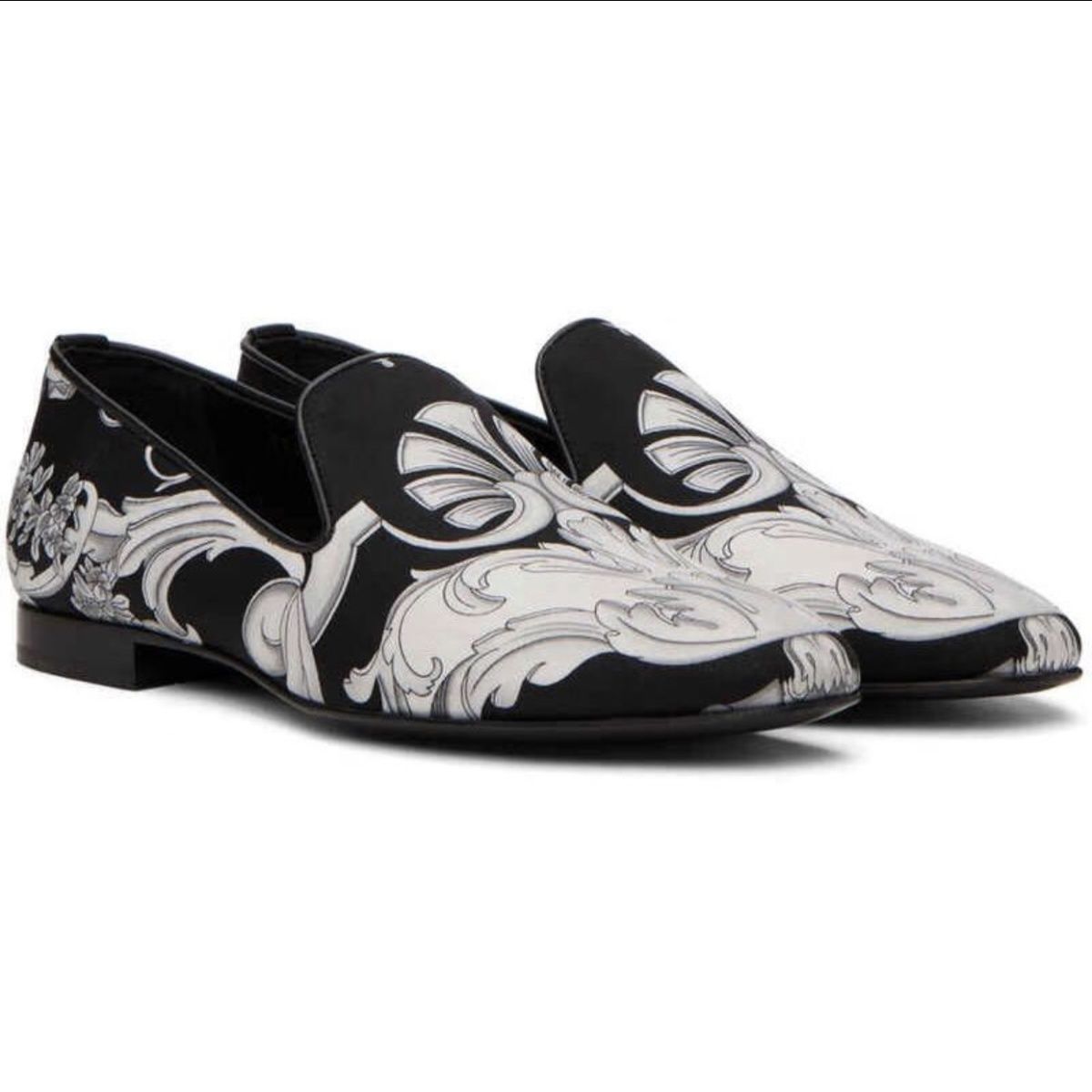 Foreign trade printed fabric loafers, slip-on shallow mouth loafers, versatile for hairstylists.