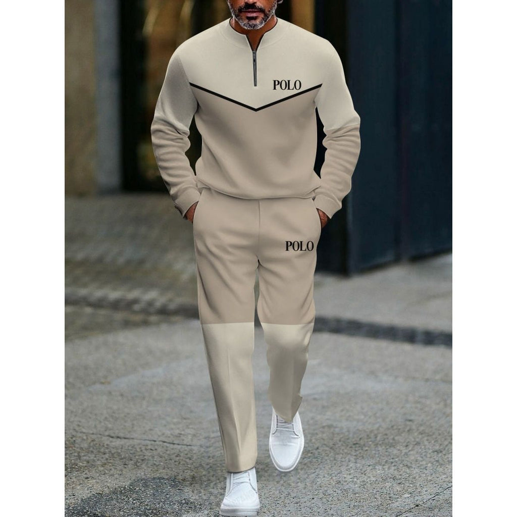 Open Front Suit Amazon Long Sleeve Set European and American Fashion Zipper Pants Men's New Style