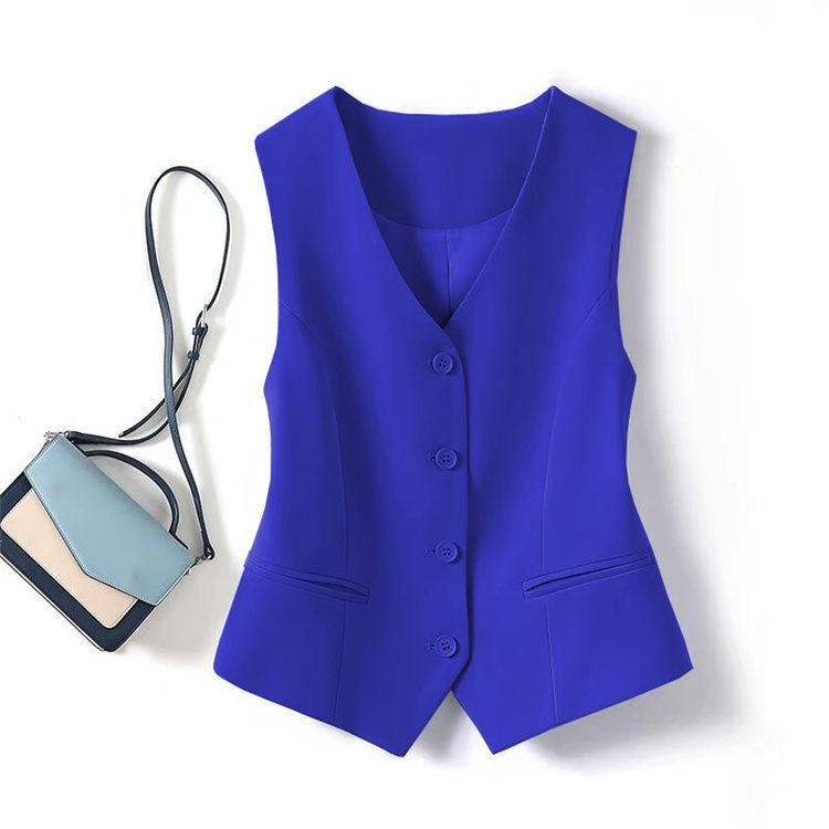 Stylish and Youthful Vest Suit for Women, Slimming and Belly-Covering, Plus Size Professional Attire for Bank and Hospitality