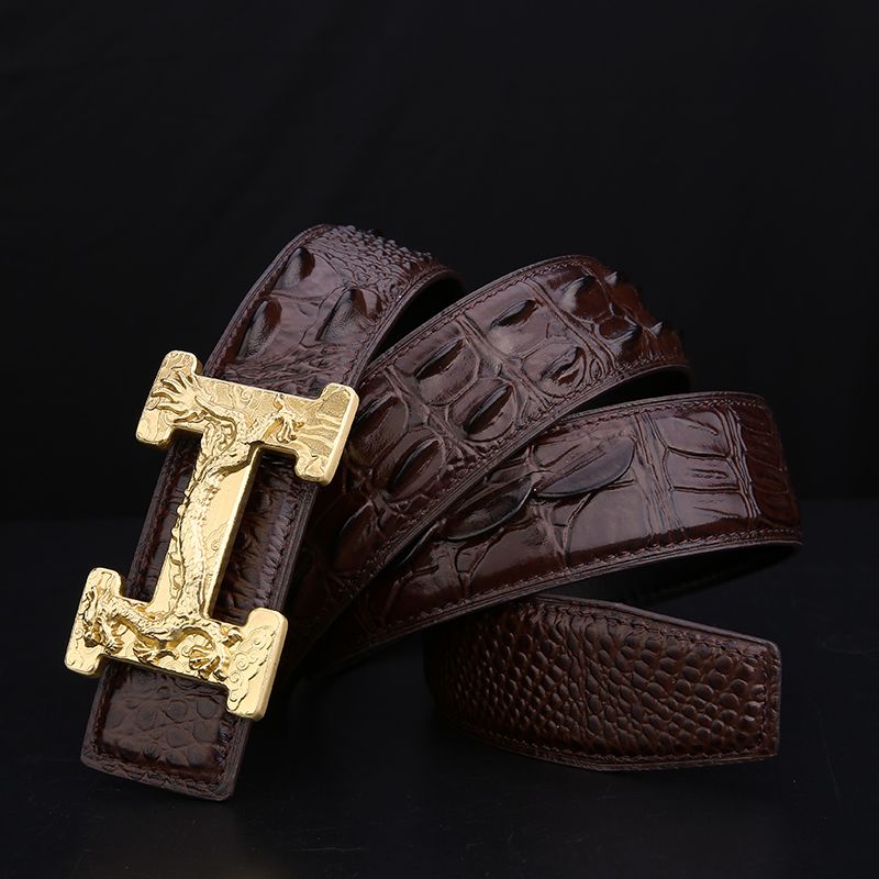 "Collected by 5903 People: Thai Crocodile Leather Men's Belt, Genuine Leather with Smooth Buckle for Business and Casual Wear"