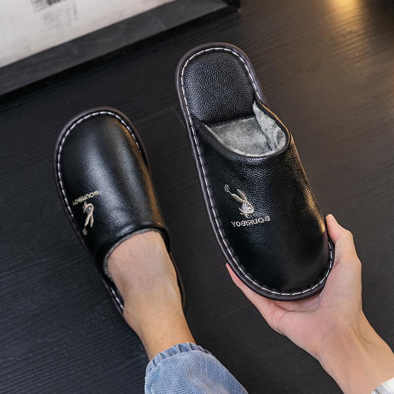 Winter New Men's and Women's Warm Cotton Slippers with Plush Lining, Waterproof and Cold-resistant, Padded Slippers for Dad and Mom