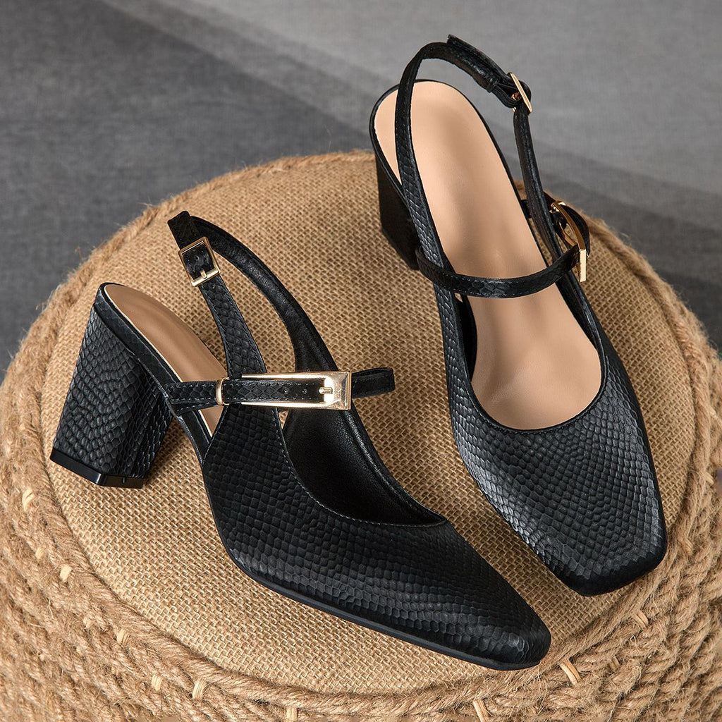 Try before you buy! Supports starting from 0 yuan. 2026 New Silver Chunky Heel Slingbacks