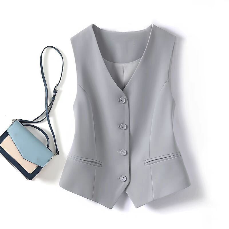Stylish and Youthful Vest Suit for Women, Slimming and Belly-Covering, Plus Size Professional Attire for Bank and Hospitality