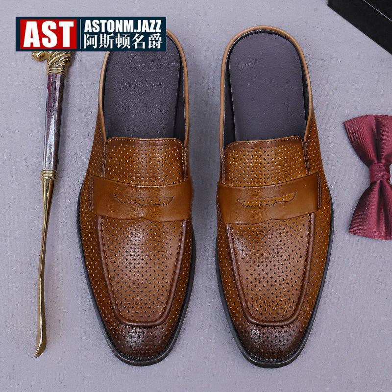 European-style men's mule loafers with closed toes